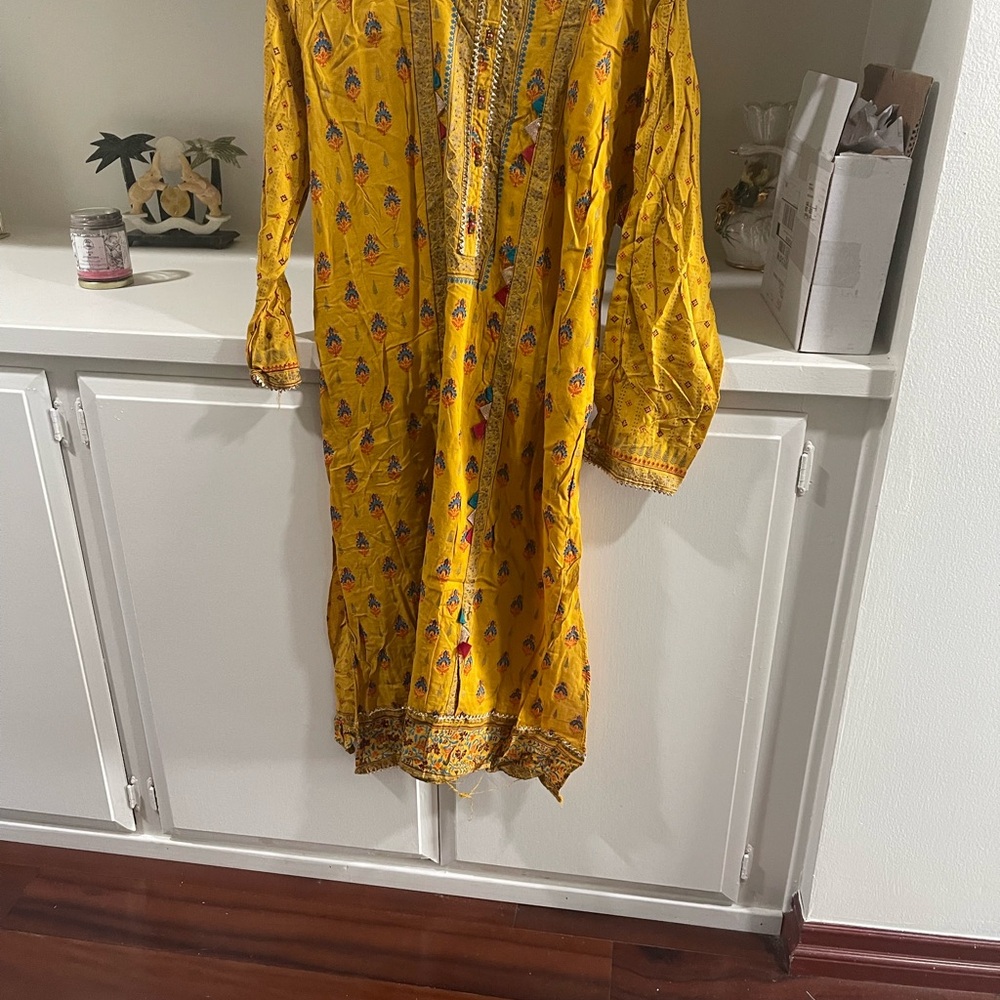 Cotton On Mustard Floral Long Sleeve Dress